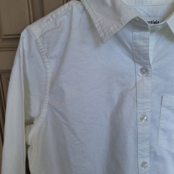 Amazon Essential Shirt SzM Buttonup White Cotton Collar/Cuffs Pleat Back NWT - Picture 3 of 11